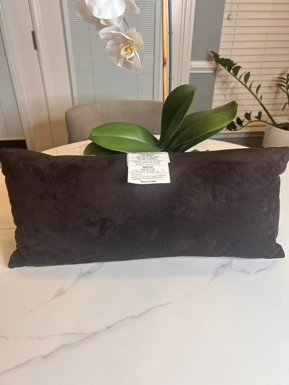 Threshold Black & Cream Colorblock Design Faux Suede Lumbar Accent 24